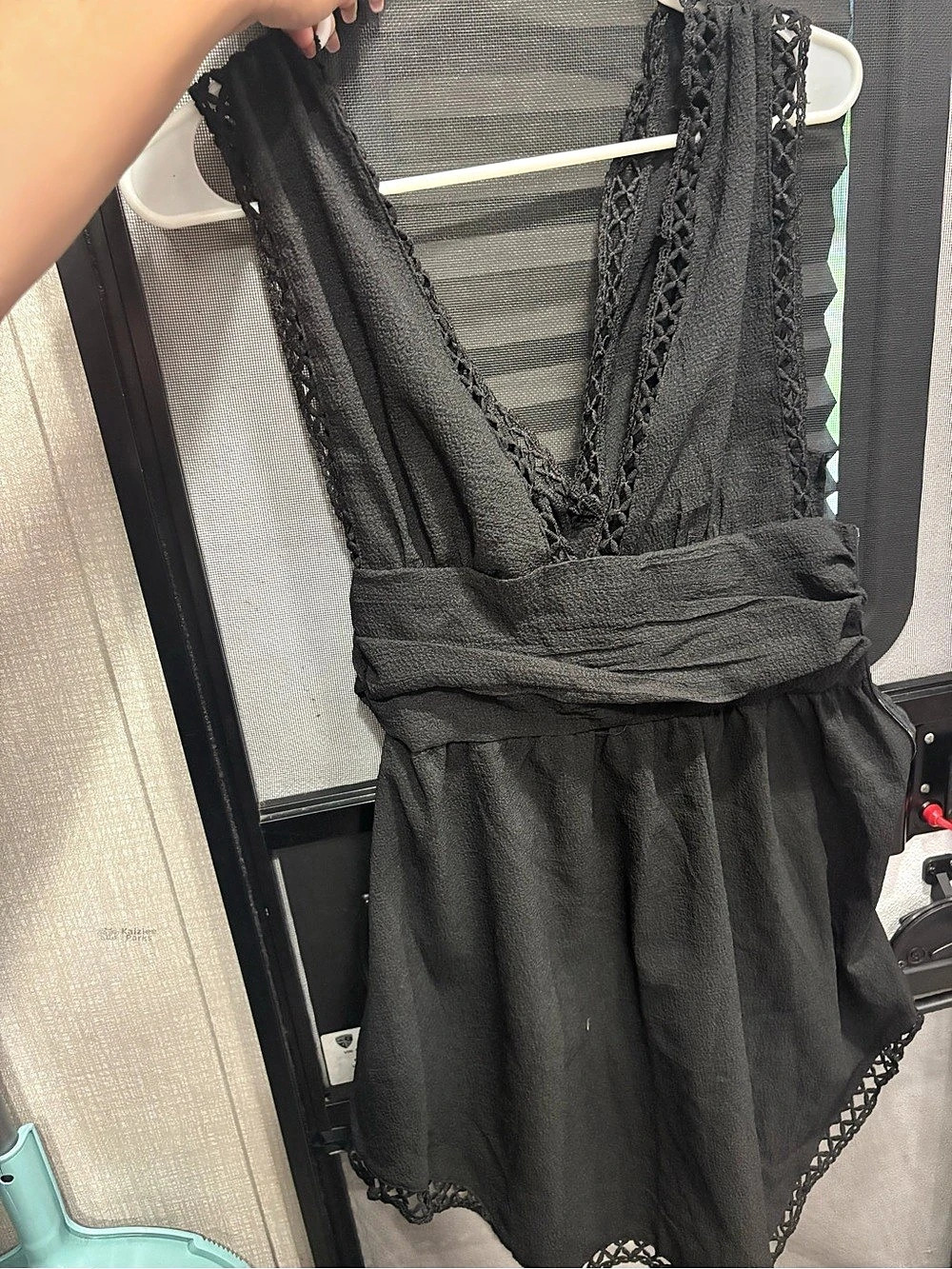 Black Lace Trim Mini Dress